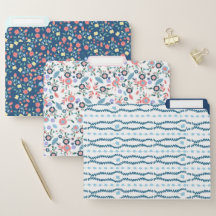 Pink and Blue Floral File Folders