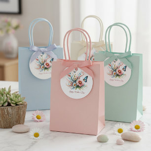 Pink and blue floral Happy Mother's Day Favor Tags