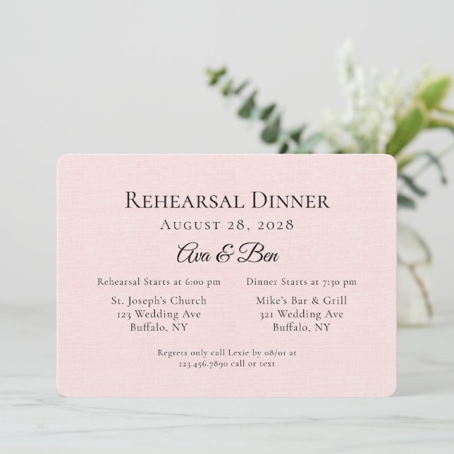 Pink and Blue Floral Horses Rehearsal Dinner Invitation (Standing Front)