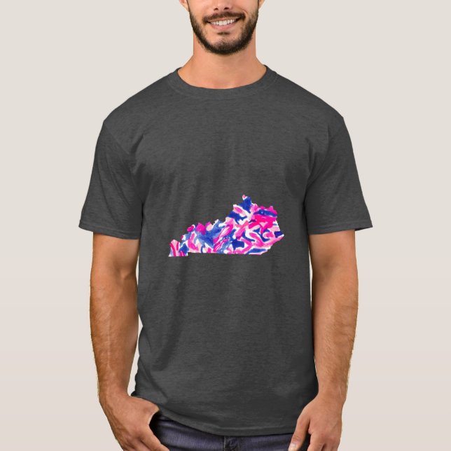 Pink and Blue Floral Kentucky Oversized T-Shirt (Front)