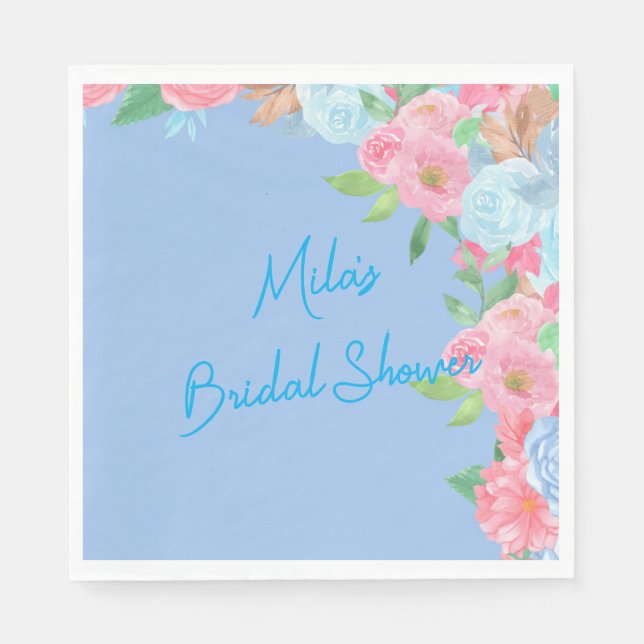 pink and blue floral napkins (Front)