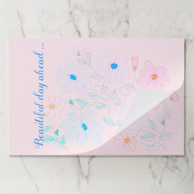 Pink and Blue Floral Paper Placemat (Folded)