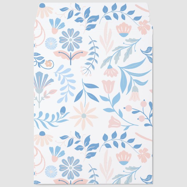 Pink and blue floral pattern girly boutique  envelope mailers (Front)