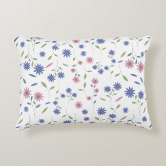 Pink and Blue Floral Seamless Pattern Accent Pillow