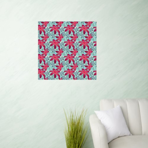 Pink and Blue Floral Seamless Pattern Wall Decal