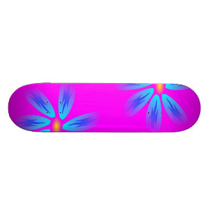 Pink and Blue Floral Skateboard Deck