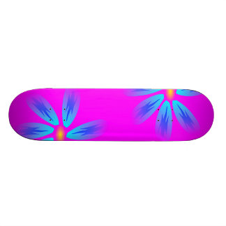 Pink and Blue Floral Skateboard Deck