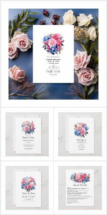 Pink and Blue Floral Wedding