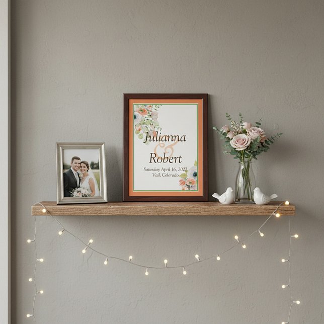 Pink and blue floral wedding memory Plaque (Creator Uploaded)