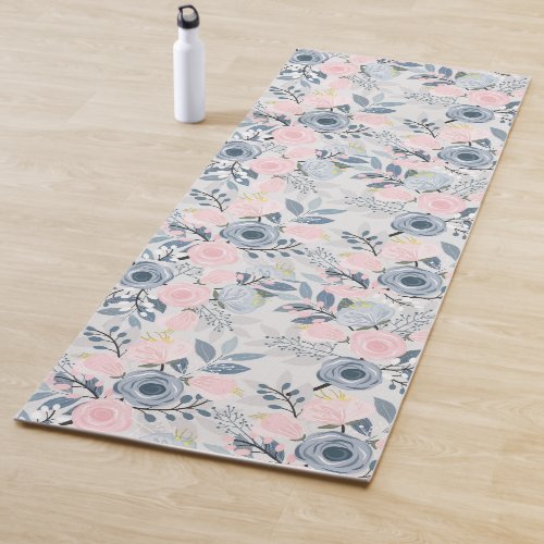 Pink and Blue Floral Yoga Mat