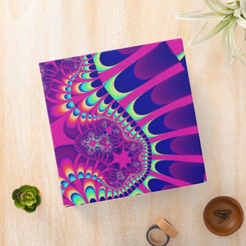 Pink and Blue Flower 3 Ring Binder