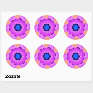 pink and blue flower classic round sticker