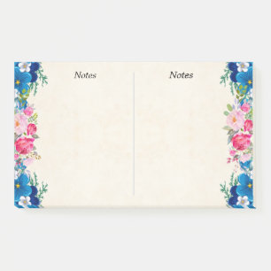 Pink and Blue Flower Frame Fancy Post-it Notes