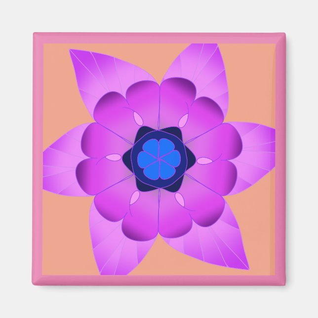 Pink and Blue Flower magnet (Front)
