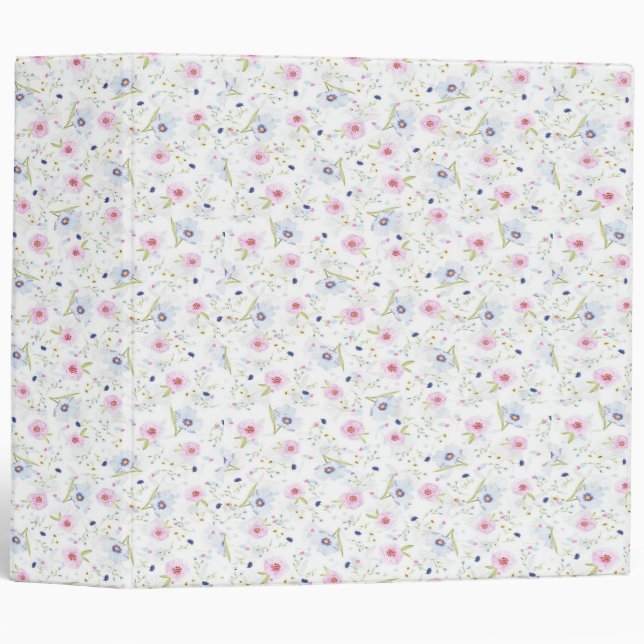 Pink and blue flowers notebook 3 ring binder (Front/Spine)