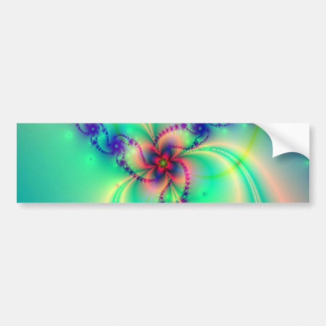 Pink And Blue Fractal Swirl Bumper Sticker (Front)