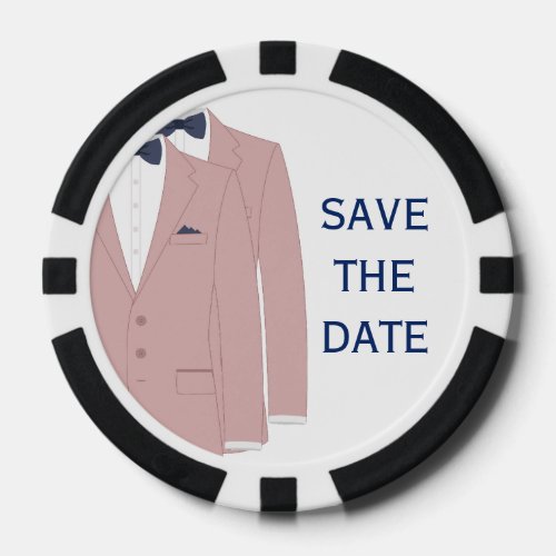 Pink And Blue Gay Save The Date Poker Chips