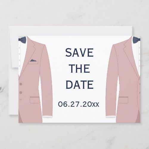 Pink And Blue Gay Wedding Save The Date Card