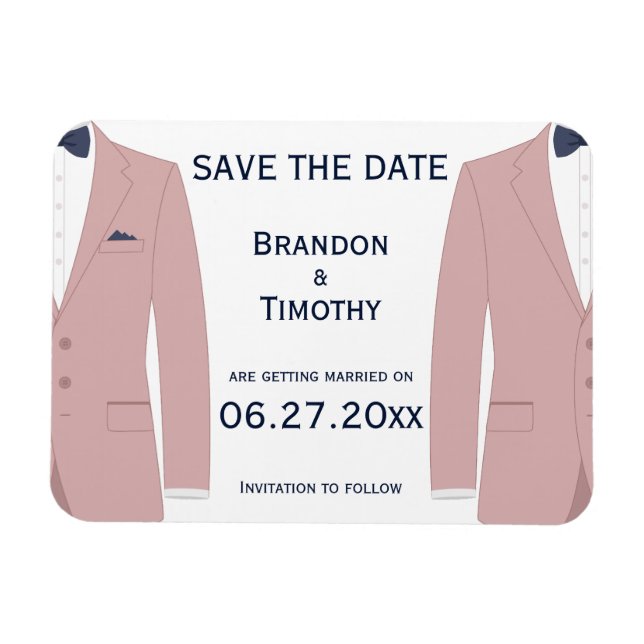 Pink And Blue Gay Wedding Save The Date Magnets (Horizontal)