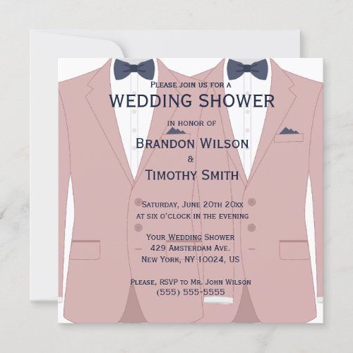 Pink And Blue Gay Wedding Shower Invitations