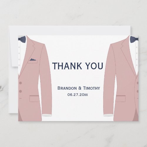 Pink And Blue Gay Wedding Thank You Cards