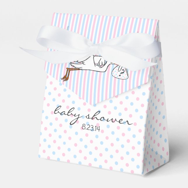 Pink and Blue Gender Reveal Baby Shower Favor Boxes (Front Side)