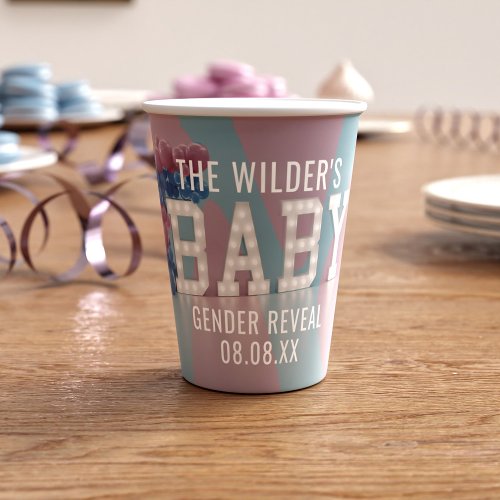 Pink and Blue Gender Reveal Baby Shower Paper Cups