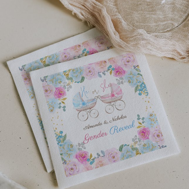 Pink and Blue Gender Reveal Decoration Napkins (Creator Uploaded)