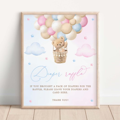 Pink and Blue Gender Reveal Diaper Raffle Poster