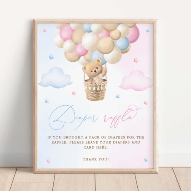 Pink and Blue Gender Reveal Diaper Raffle Poster (Creator Uploaded)