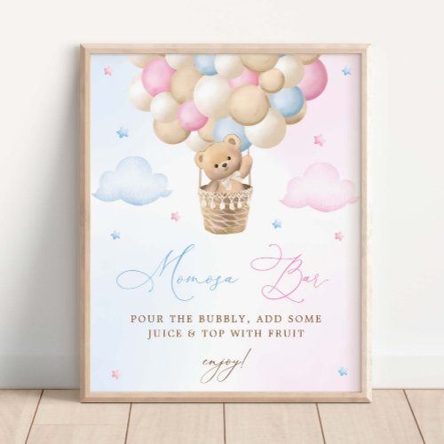 Pink and Blue Gender Reveal Mimosa Bar Poster