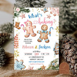 Pink and Blue Gingerbread Cookies Gender Reveal Invitation<br><div class="desc">Blue Cookies Gingerbread Gender Reveal Invitation,  Whats Baking Cookie Christmas Gender Reveal,  Pink Girl Christmas Gender Reveal Invite,  Little Cookie is On The Way Baby Shower,  Cookies Winter Boy Baby Shower,  Oh Snap Gingerbread Baby Boy Winter Invitation,  Blue Pink Gingerbread Holiday Shower,  Gingerbread Gender Reveal Invitation.</div>