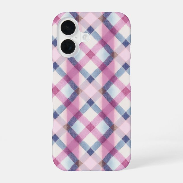 Pink and Blue Gingham Check Phone Case (Back)