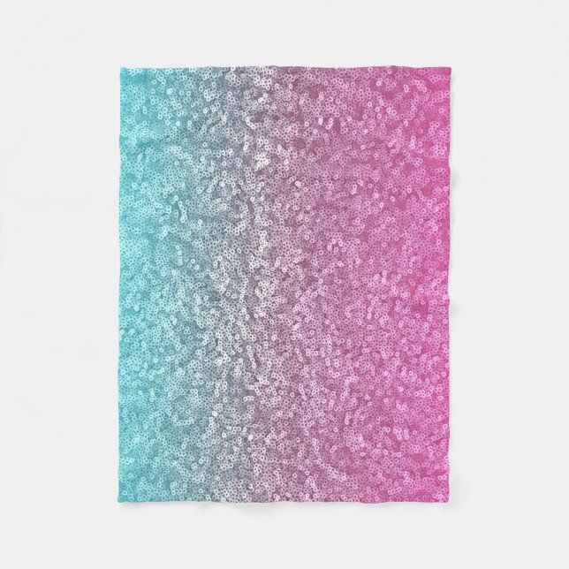 Pink and Blue Glitter Sparkle Shiny Shimmer Fleece Blanket (Front)