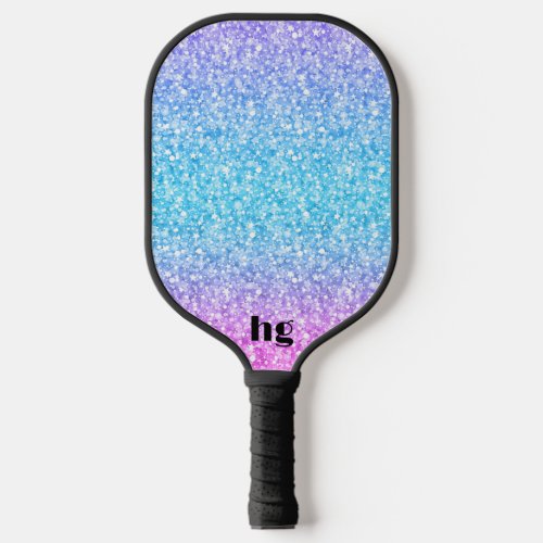 Pink and blue glitter texture image pickleball paddle