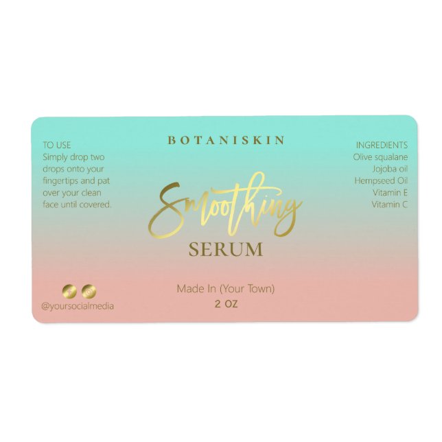 Pink And Blue Gold Smoothing Serum Labels (Front)