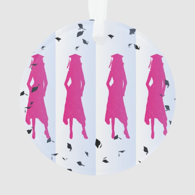 Pink and Blue Grad Silhouettes Ornament (Back)