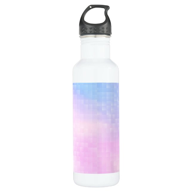 Pink and Blue Gradient Background Stainless Steel Water Bottle (Front)