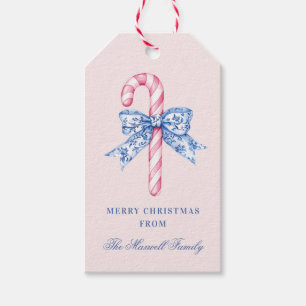 Pink and Blue Grandmillennial Candy Cane Gift Tags