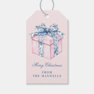 Pink and Blue Grandmillennial Christmas Gift Tags