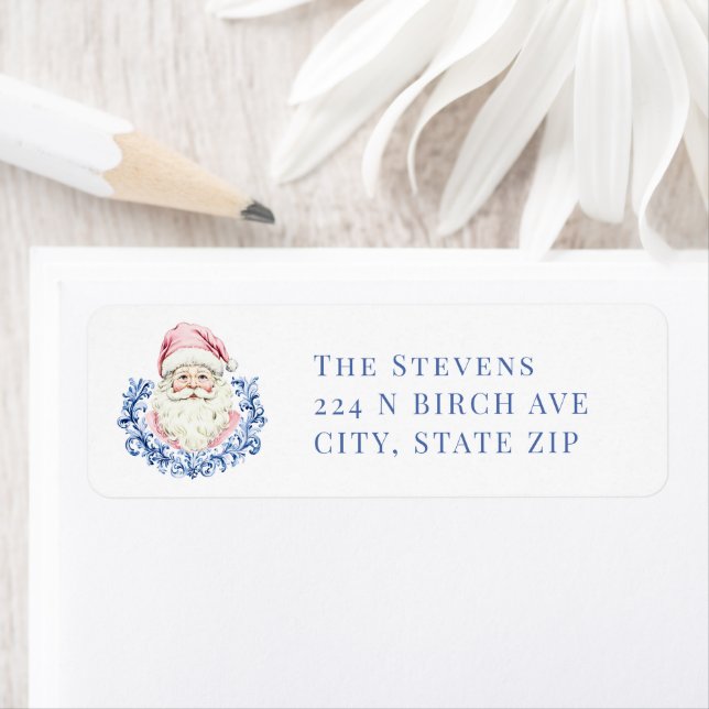 Pink and Blue Grandmillennial Christmas Santa Label (Insitu)