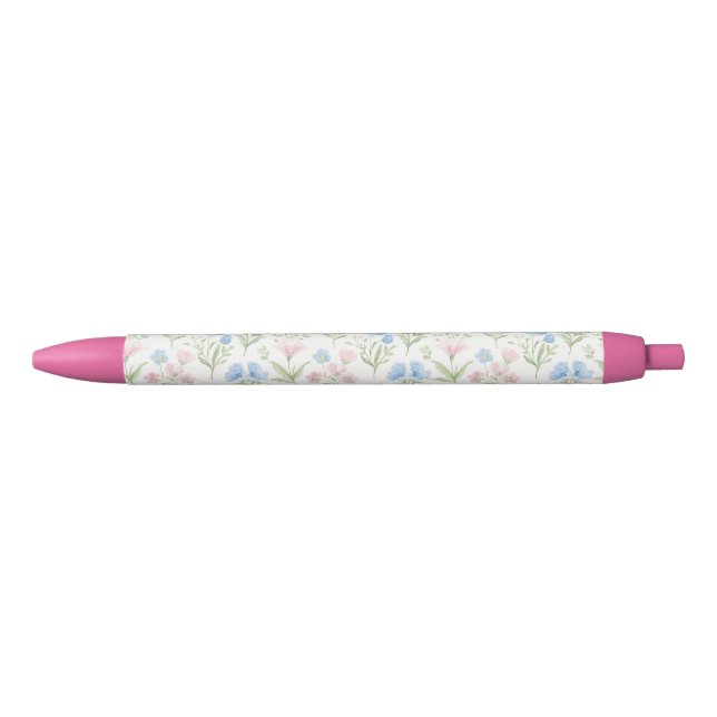 Pink and Blue Grandmillennial Floral Pen (Front)