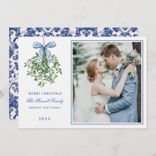 Pink and Blue Grandmillennial Mistletoe Invitation