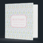 Pink and Blue Grandmillennial | School Subject 3 Ring Binder<br><div class="desc">This design features a very chic Pink and Blue Granmillennial Floral patterned background with a coordinating pink border. You can personalize with your school subject on the spine and the cover and you can also add a name.</div>