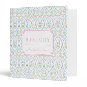 Pink and Blue Grandmillennial | School Subject 3 Ring Binder
