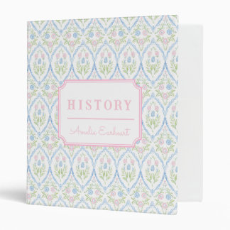 Pink and Blue Grandmillennial | School Subject 3 Ring Binder