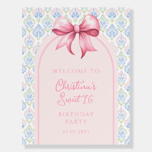 Pink and Blue Grandmillennial Sweet 16 Birthday  Foam Board