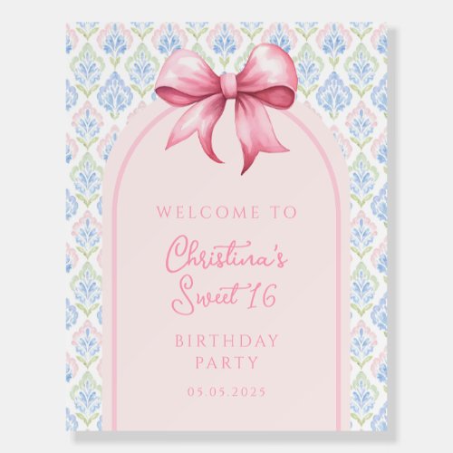 Pink and Blue Grandmillennial Sweet 16 Birthday  Foam Board