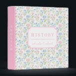 Pink and Blue Granmillennial Floral School Subject 3 Ring Binder<br><div class="desc">This design features a very chic Pink and Blue Granmillennial Floral patterned background with a coordinating pink border. You can personalize with your school subject on the spine and the cover and you can also add a name.</div>