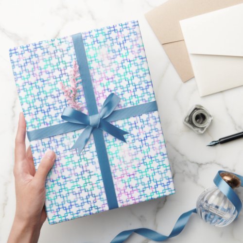 Pink and Blue Graphic Squares Wrapping Paper